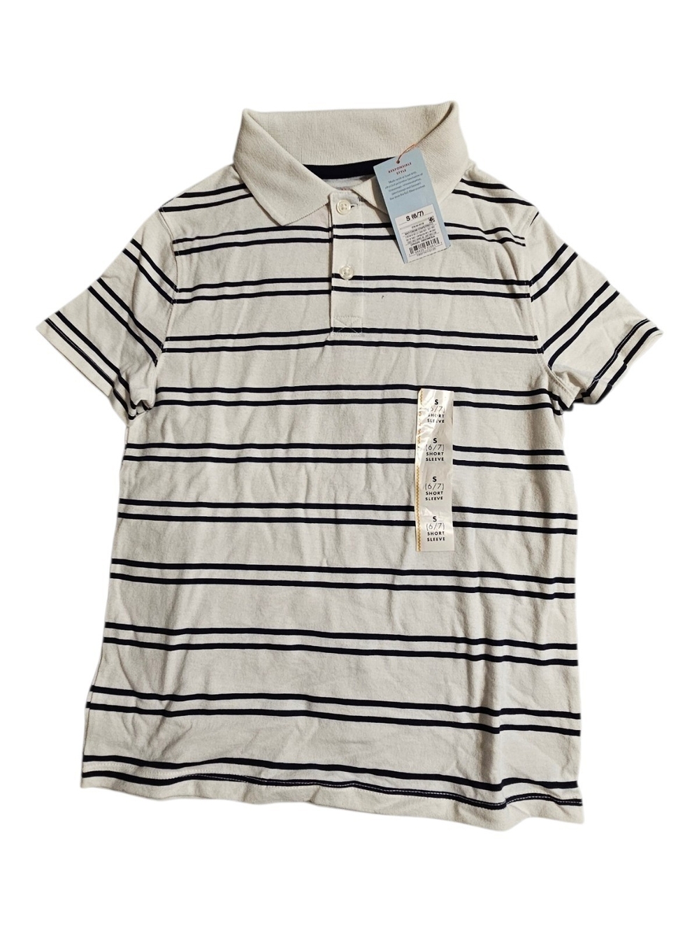 Cat & Jack White Polo with Black Stripes